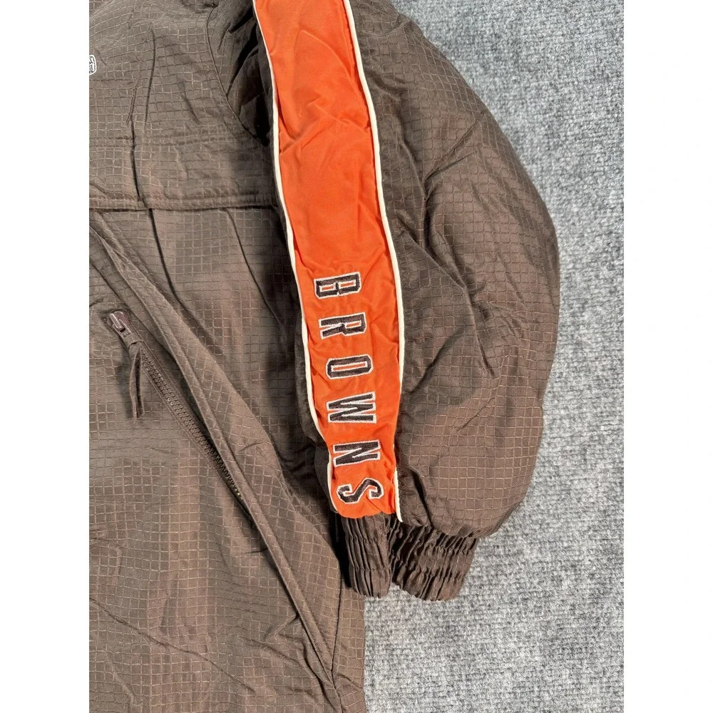 Vintage Cleveland Browns Jacket Mens Large Brown‎ NFL Football Puma Hooded Logo